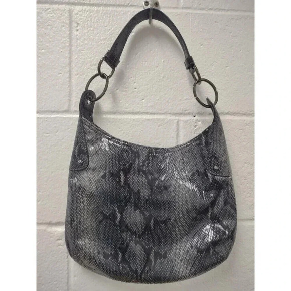 Nine West Shiney Black & Gray Snake Skin Shoulder Bag, Excellent Used Condition - Picture 3 of 10